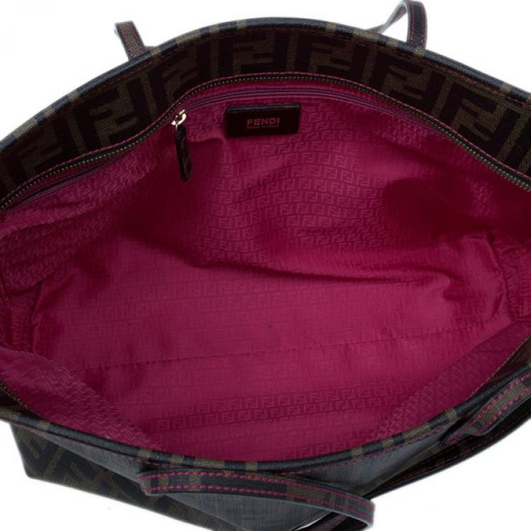 Pre Owned Fendi Brown Zucca Canvas Roll Tote