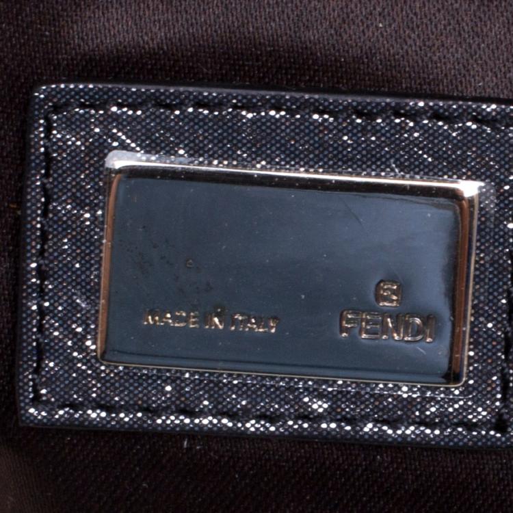 Pre Owned Fendi Metallic Grey Fabric Mia Pochette Bag