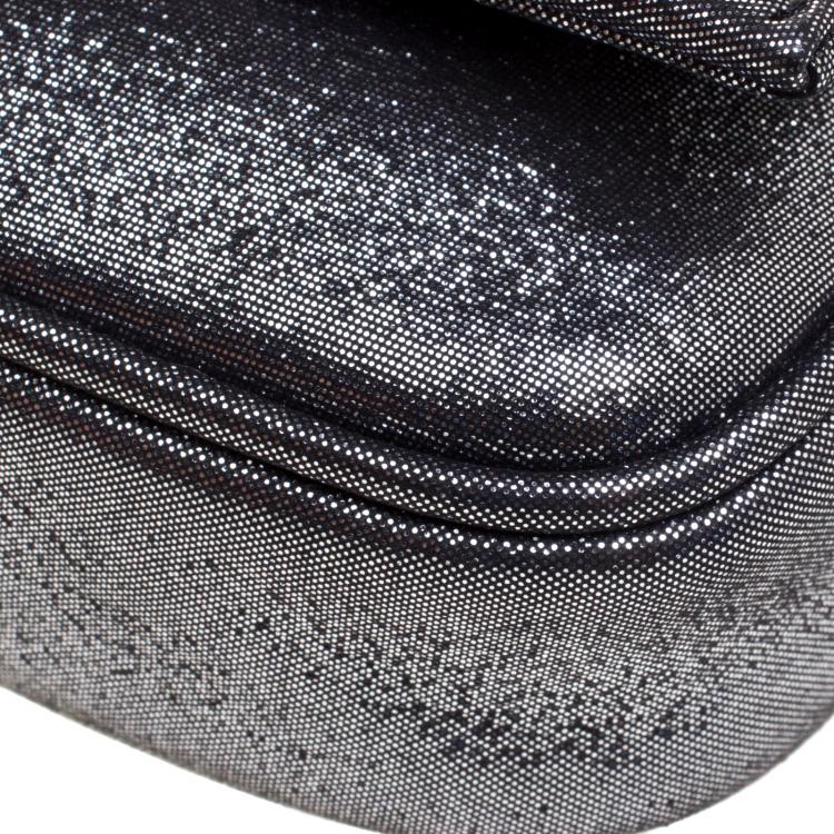 Pre Owned Fendi Metallic Grey Fabric Mia Pochette Bag