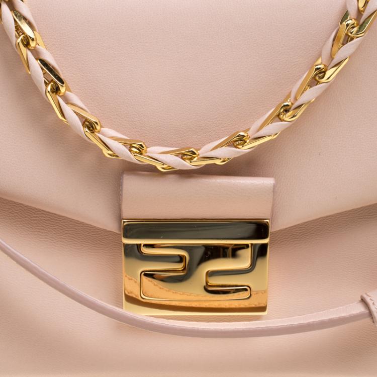 Pre Owned Fendi Blush Pink Leather Be Baguette Shoulder bag