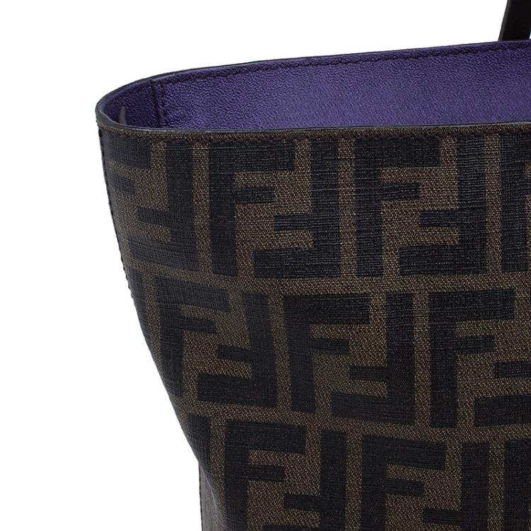 Pre Owned Fendi Brown Zucca Coated Canvas Spalmati Roll Shopper Tote