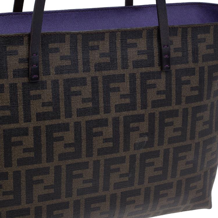 Pre Owned Fendi Brown Zucca Coated Canvas Spalmati Roll Shopper Tote