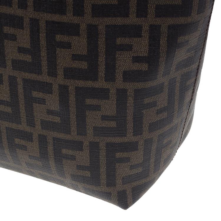 Pre Owned Fendi Brown Zucca Coated Canvas Spalmati Roll Shopper Tote
