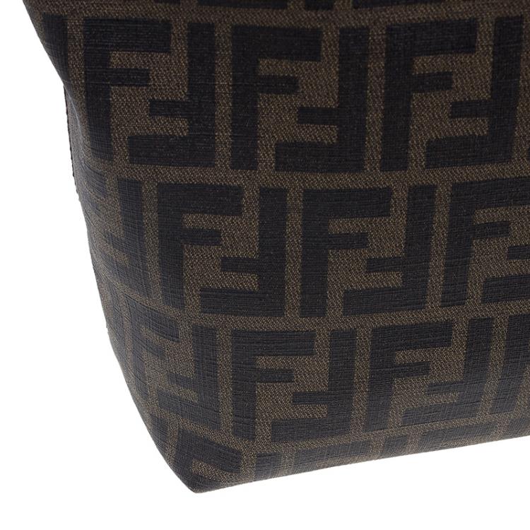 Pre Owned Fendi Brown Zucca Coated Canvas Spalmati Roll Shopper Tote