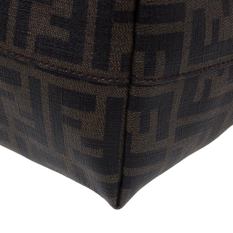 Pre Owned Fendi Brown Zucca Coated Canvas Spalmati Roll Shopper Tote