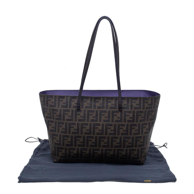 Pre Owned Fendi Brown Zucca Coated Canvas Spalmati Roll Shopper Tote