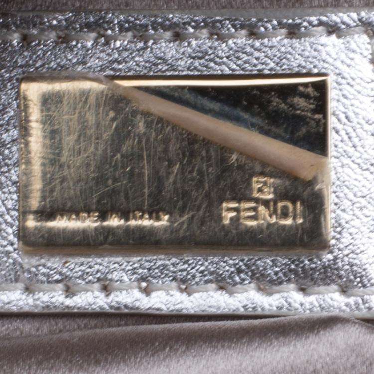 Pre Owned Fendi Cream Zucca Fabric Folded Clutch