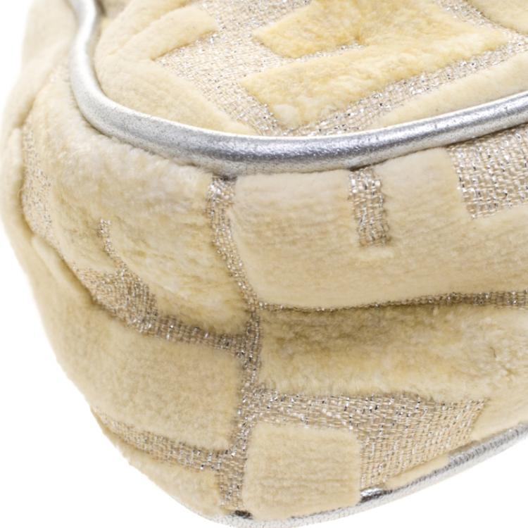Pre Owned Fendi Cream Zucca Fabric Folded Clutch