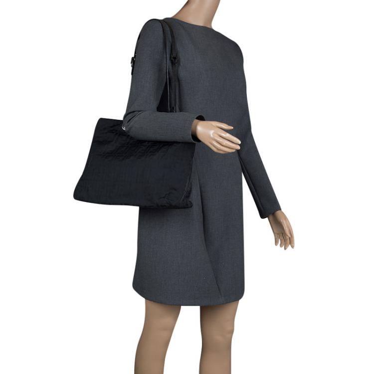 Pre Owned Fendi Black Zucca Fabric Shopper Tote