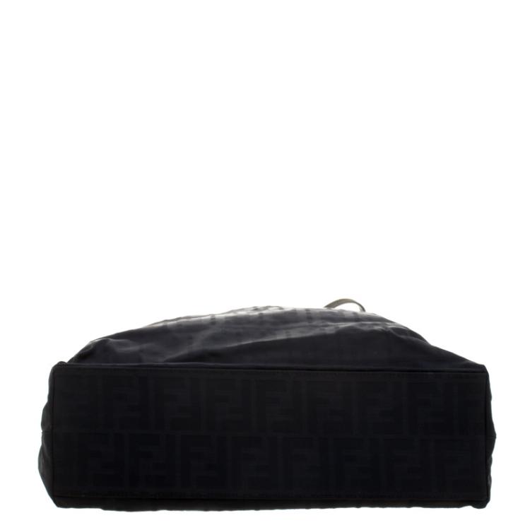 Pre Owned Fendi Black Zucca Fabric Shopper Tote