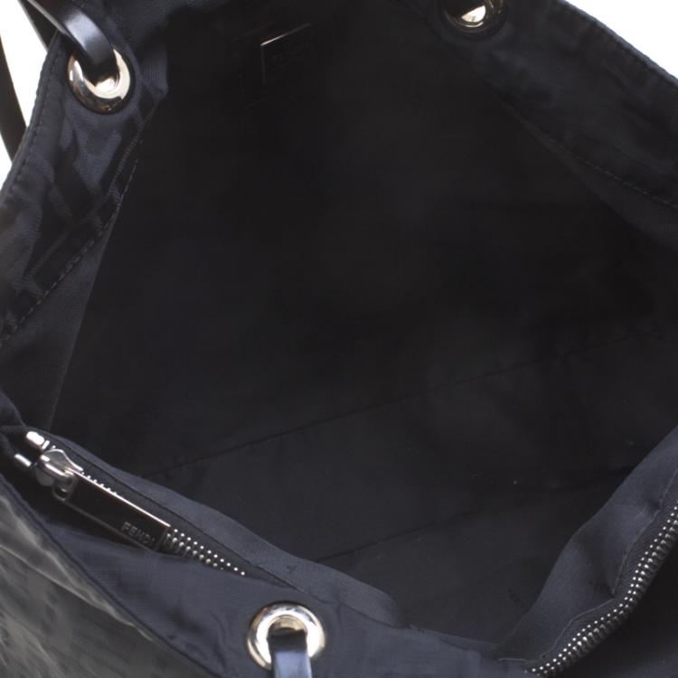 Pre Owned Fendi Black Zucca Fabric Shopper Tote