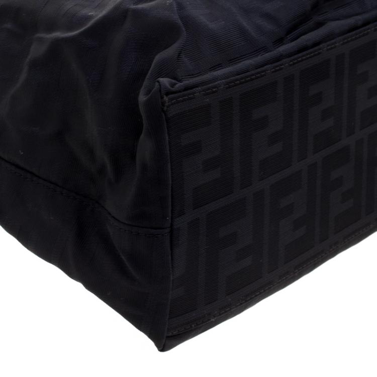 Pre Owned Fendi Black Zucca Fabric Shopper Tote