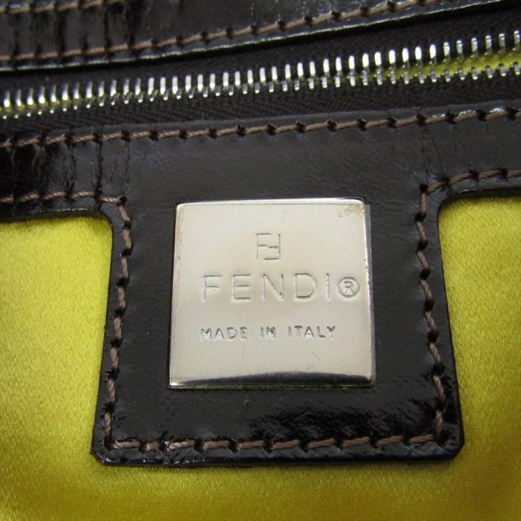 Pre Owned Fendi Blue Denim Embroidered Baguette Shoulder Bag