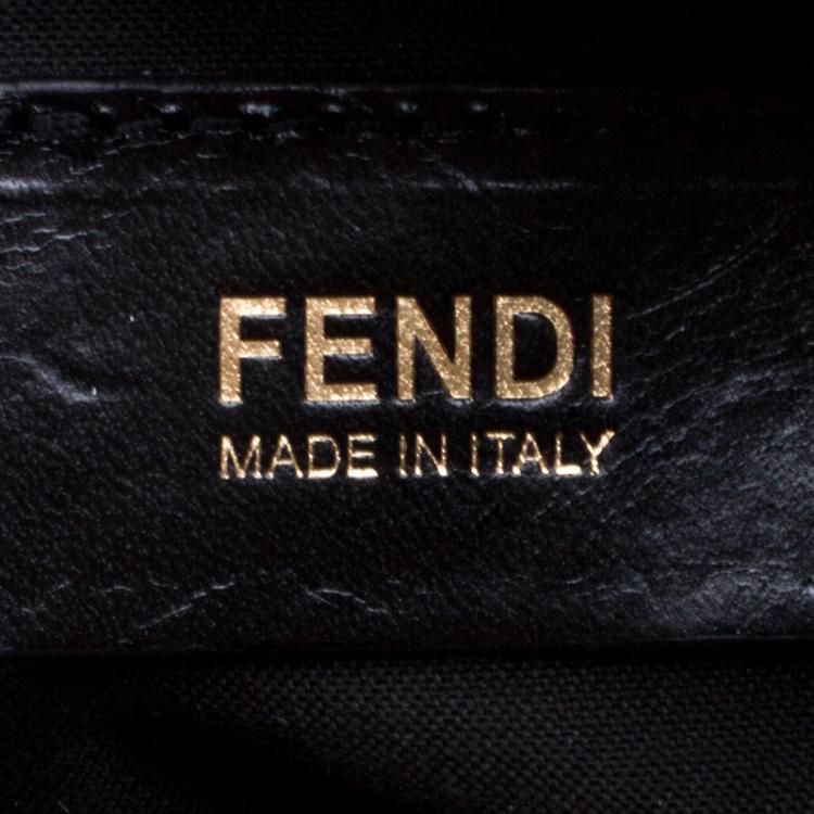 Pre Owned Fendi Black Zucchino Canvas Forever Bauletto Boston Bag