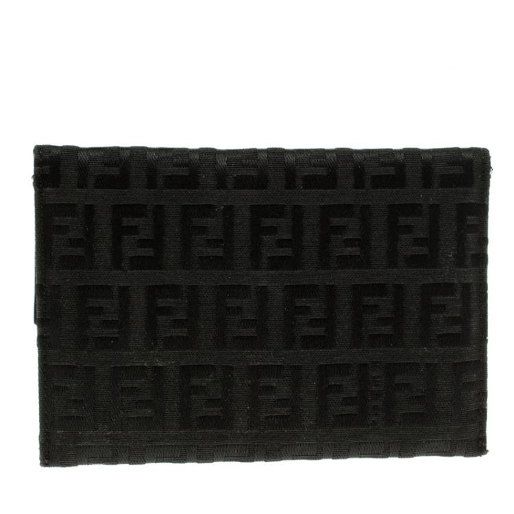 Pre Owned Fendi Black Zucchino Canvas Wallet