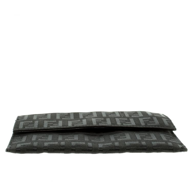 Pre Owned Fendi Black Zucchino Canvas Wallet