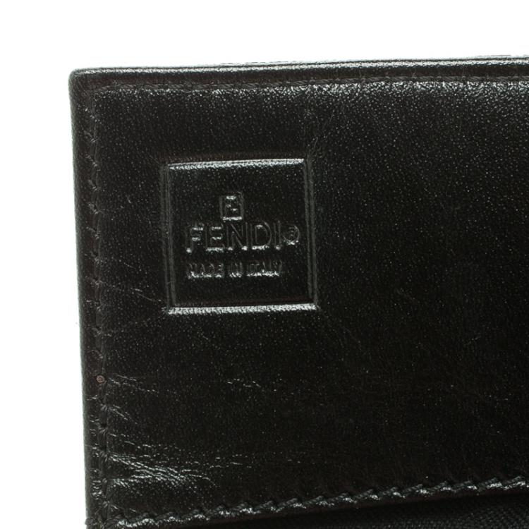 Pre Owned Fendi Black Zucchino Canvas Wallet
