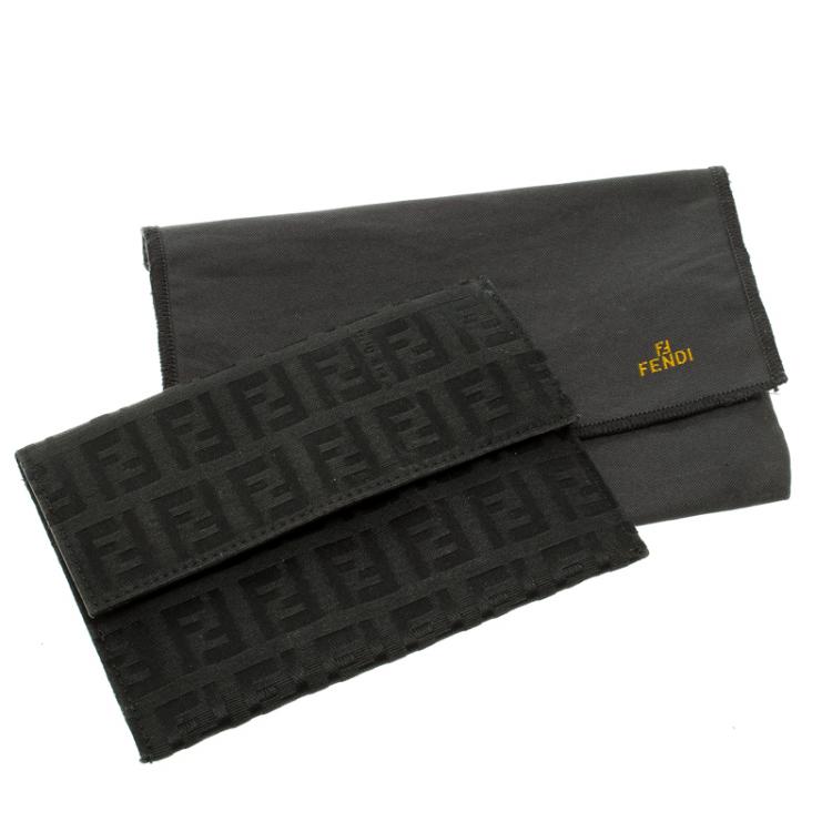 Pre Owned Fendi Black Zucchino Canvas Wallet