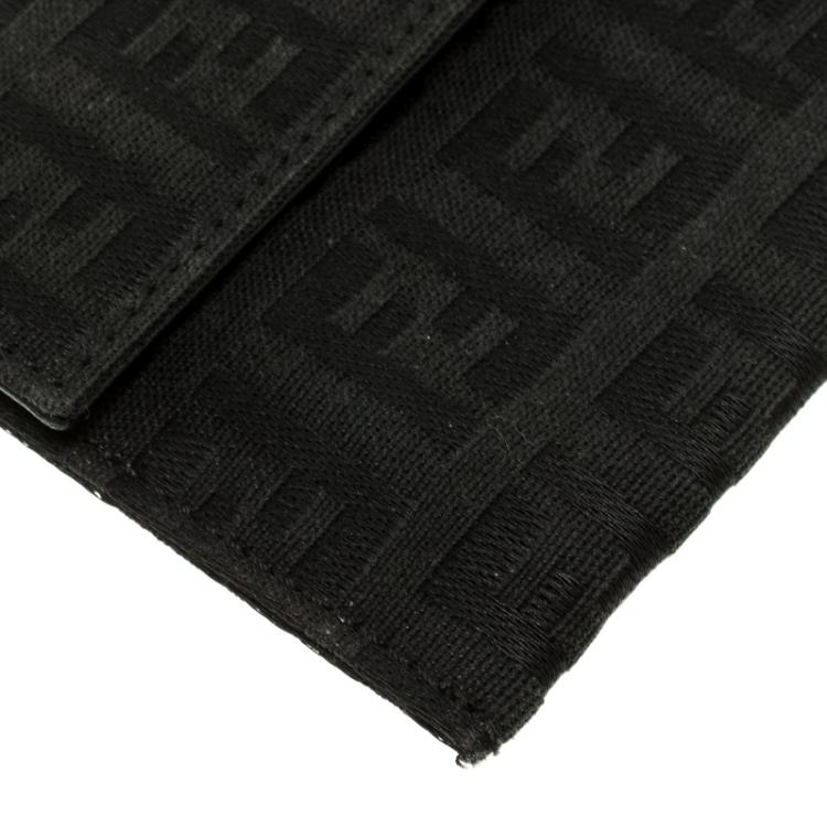 Pre Owned Fendi Black Zucchino Canvas Wallet