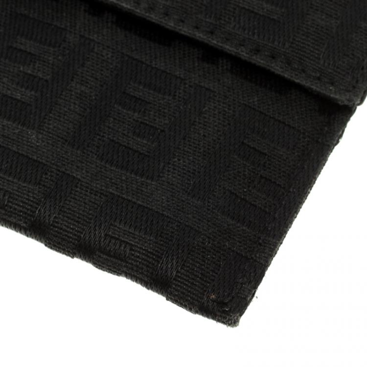 Pre Owned Fendi Black Zucchino Canvas Wallet