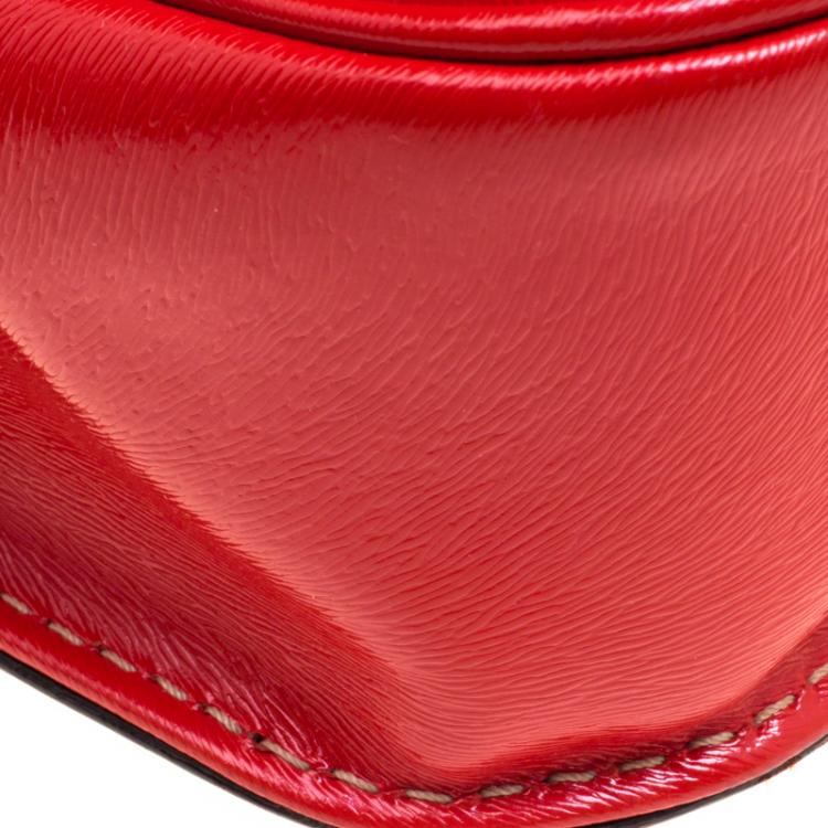 Pre Owned Fendi Red Patent Leather Secret Code Top Handle Bag