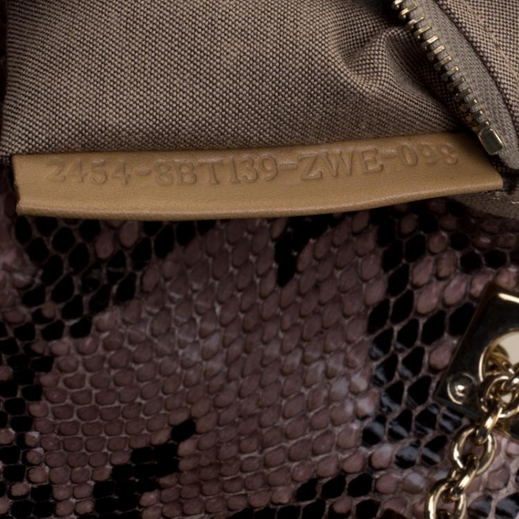 Pre Owned Fendi Beige Python Baguette Chain Flap Bag