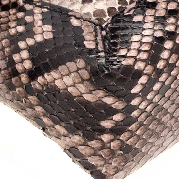 Pre Owned Fendi Beige Python Baguette Chain Flap Bag