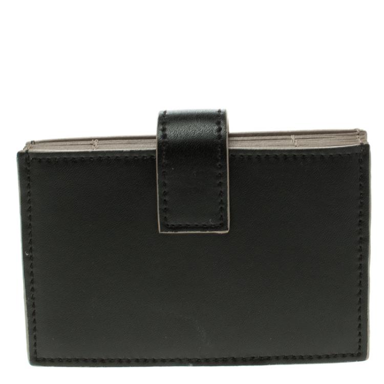 Pre Owned Fendi Black Leather Accordion Wallet 