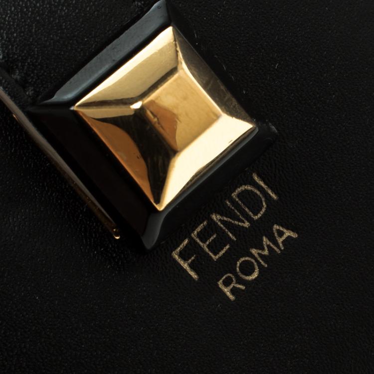 Pre Owned Fendi Black Leather Accordion Wallet 