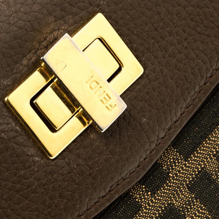 Pre Owned Fendi Brown Zucca Canvas and Leather Long Wallet
