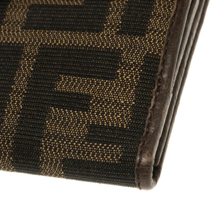 Pre Owned Fendi Brown Zucca Canvas and Leather Long Wallet