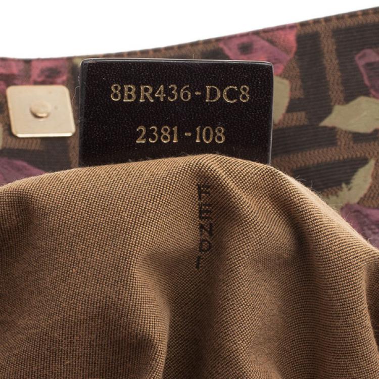 Pre Owned Fendi Tobacco Zucca Canvas Chef Rose Print Medium Bag
