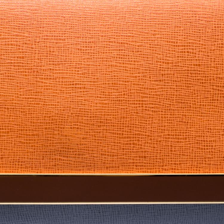 Pre Owned Fendi Orange/Grey Leather Rush Wrislet Clutch