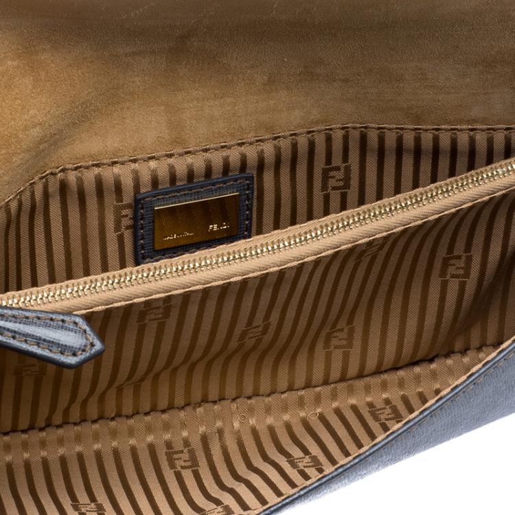 Pre Owned Fendi Orange/Grey Leather Rush Wrislet Clutch