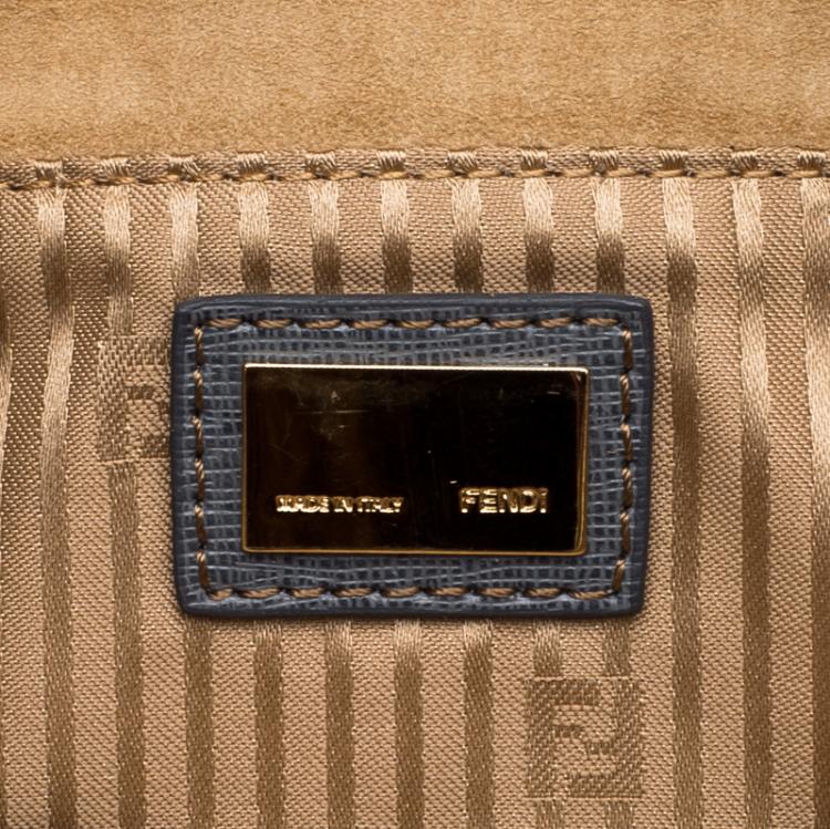 Pre Owned Fendi Orange/Grey Leather Rush Wrislet Clutch