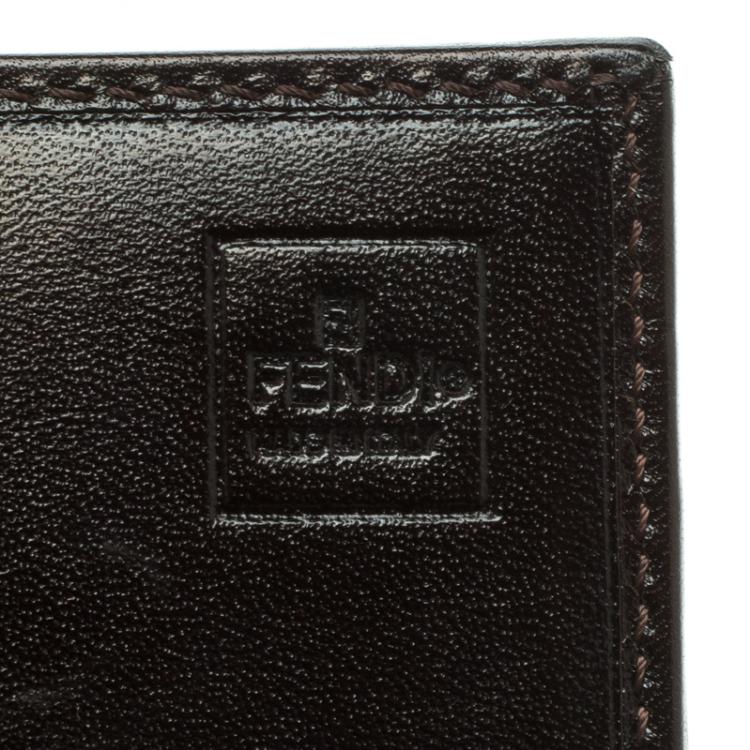 Pre Owned Fendi Tobacco Zucca Canvas Vintage Flap Wallet
