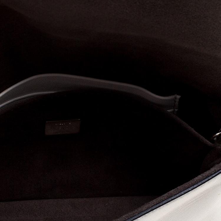 Pre Owned Fendi White Leather Micro Monster Baguette Bag