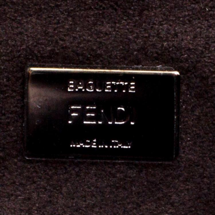 Pre Owned Fendi White Leather Micro Monster Baguette Bag