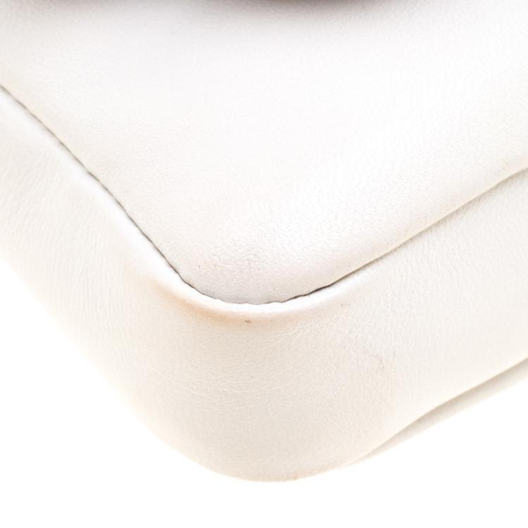 Pre Owned Fendi White Leather Micro Monster Baguette Bag