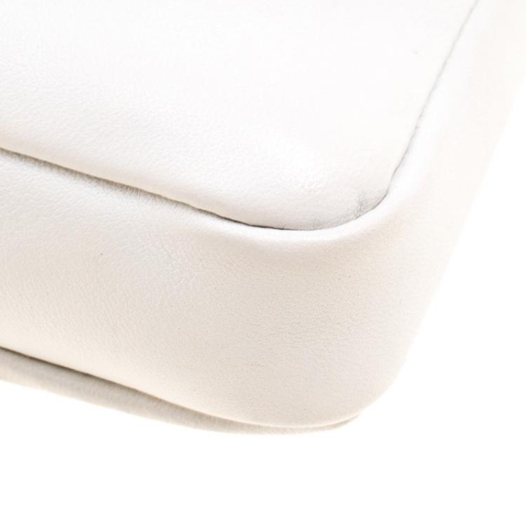 Pre Owned Fendi White Leather Micro Monster Baguette Bag