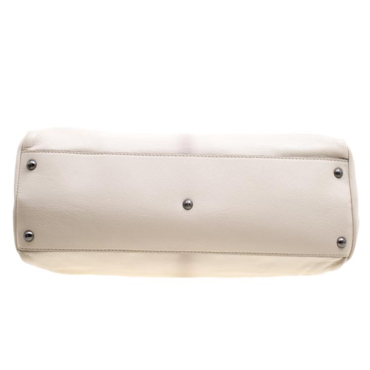 Pre Owned Fendi Beige Leather with Sting Ray Lining Large Peekaboo Bag