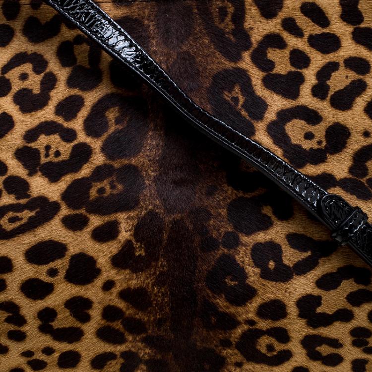 Pre Owned Fendi Leopard Print Calfhair Large Peekaboo Bag