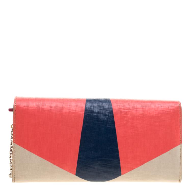 Pre Owned Fendi Multicolor Leather Elite Monster Wallet On Chain
