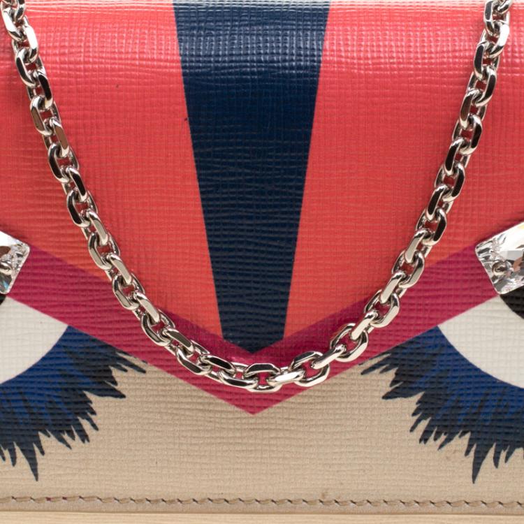 Pre Owned Fendi Multicolor Leather Elite Monster Wallet On Chain