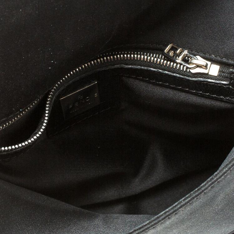 Pre Owned Fendi Black Fabric Baguette Shoulder Bag
