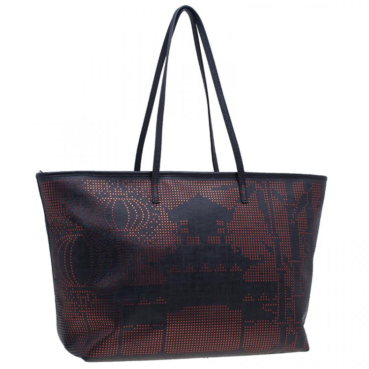 Pre Owned Fendi Black Zucca Canvas Dotted Roll Tote