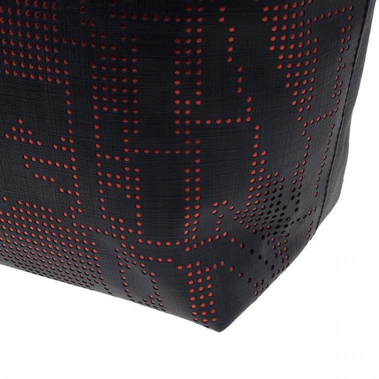 Pre Owned Fendi Black Zucca Canvas Dotted Roll Tote