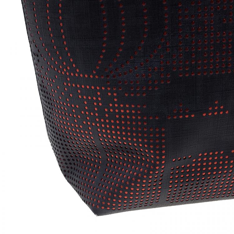 Pre Owned Fendi Black Zucca Canvas Dotted Roll Tote