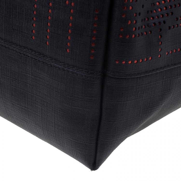 Pre Owned Fendi Black Zucca Canvas Dotted Roll Tote