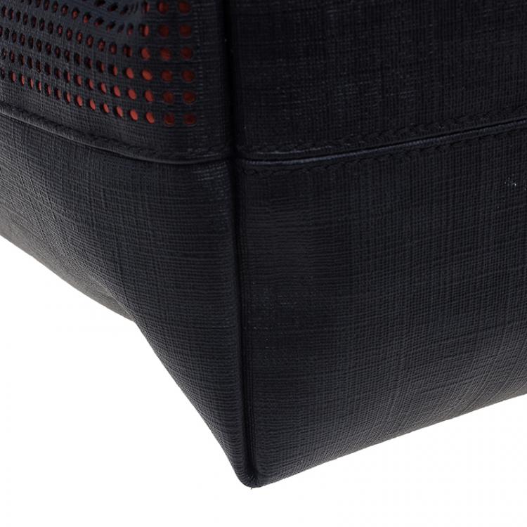 Pre Owned Fendi Black Zucca Canvas Dotted Roll Tote